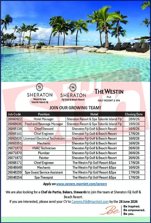 Various Position  Sheraton  Fiji