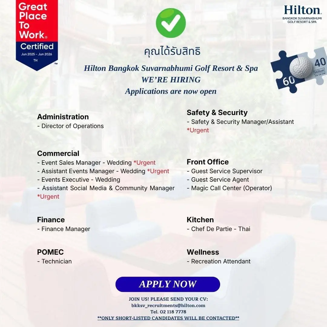Various Position Hilton BKK