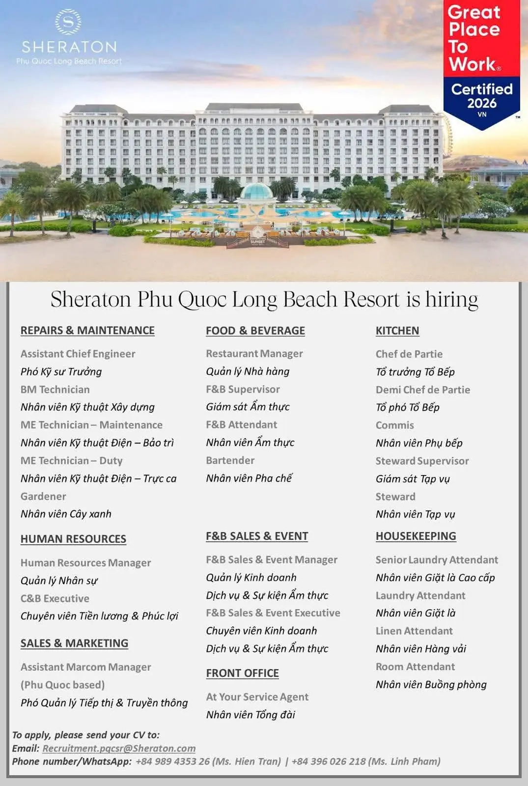 Various Position Sheraton Phu Quoc