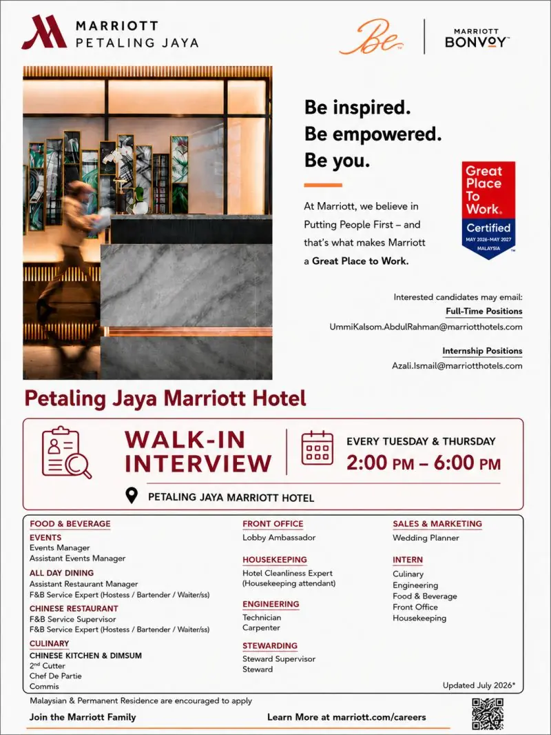 Various Position Marriott Petaling