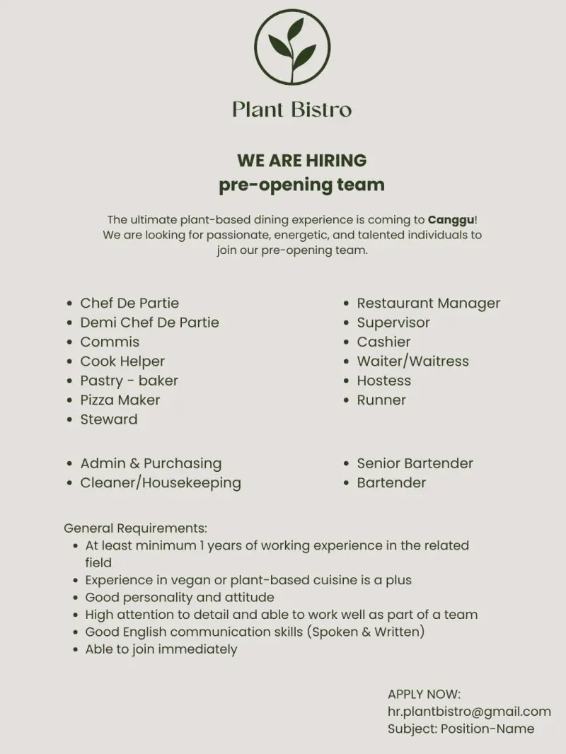 Various Position Plant Bistro Canggu