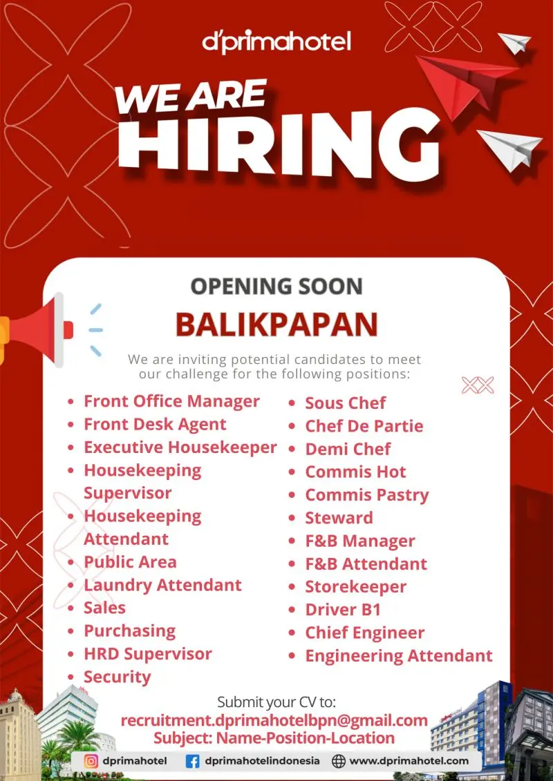 Various Position D Primhotel Balikpapan