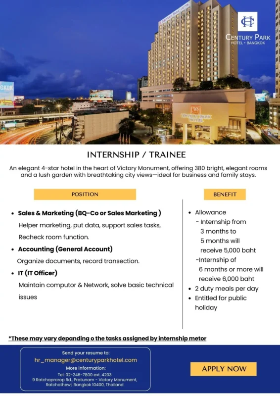 Internship Century Park Bkk