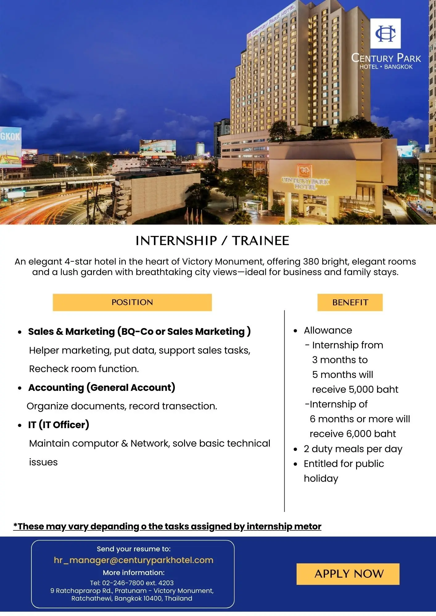 Internship Century Park Bkk