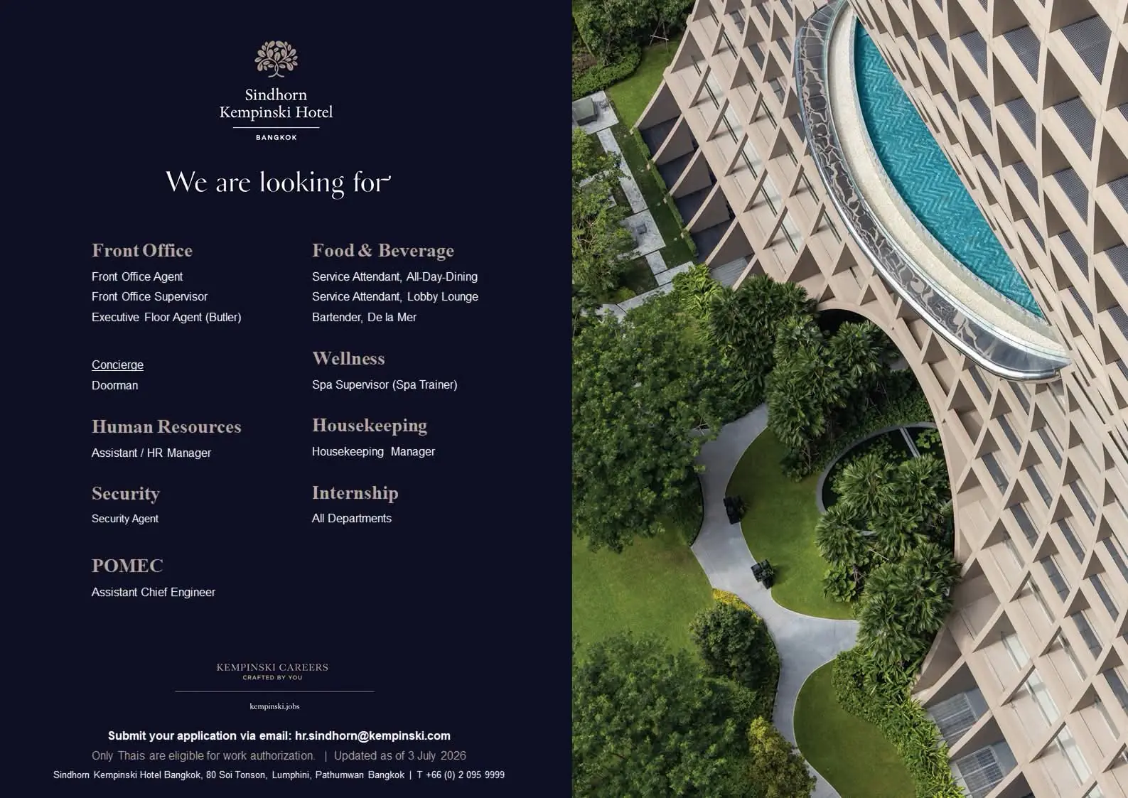Various Position Kempinski Bkk