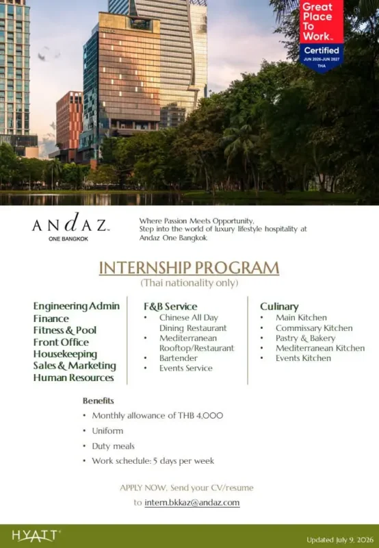 Internship Andaz Bkk