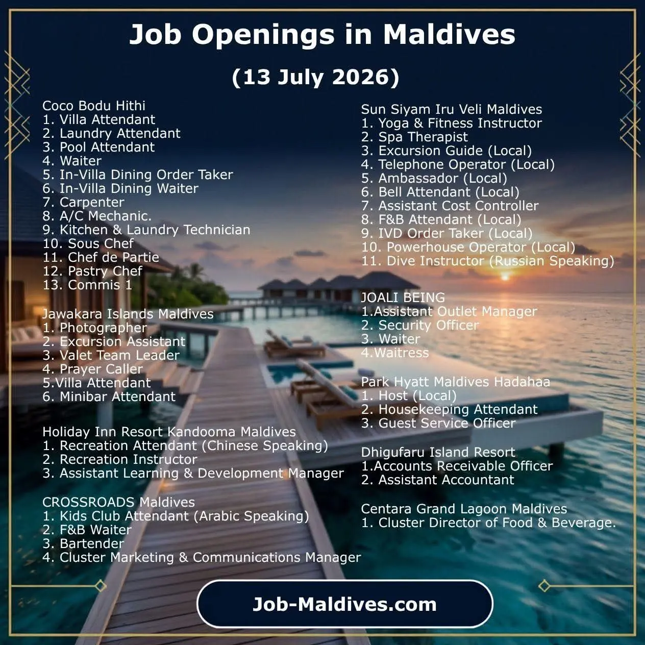 Various Position Maldives