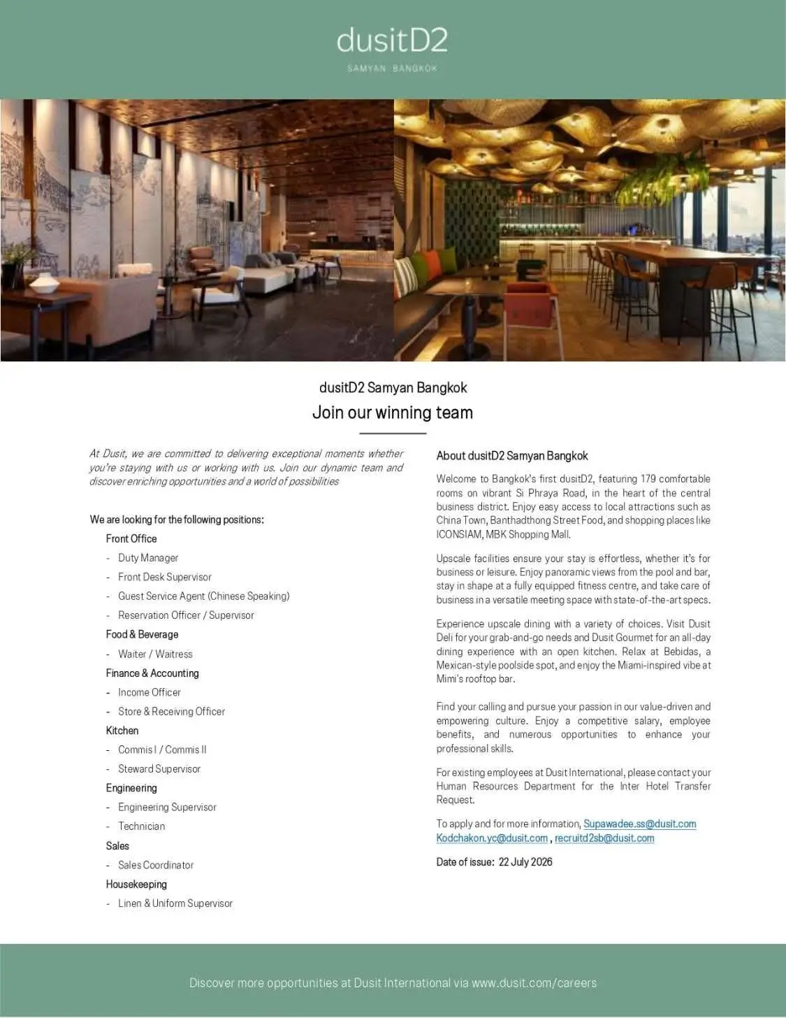 Various Position Dusit Bkk