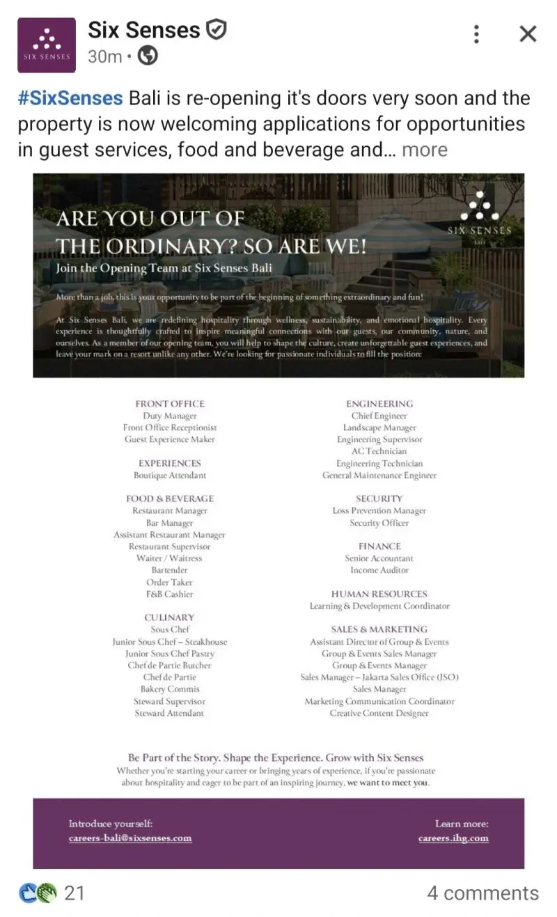 Various Position Six Senses Bali