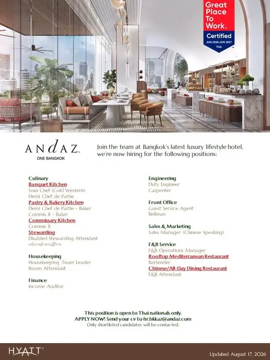 Various Position Andaz Bkk
