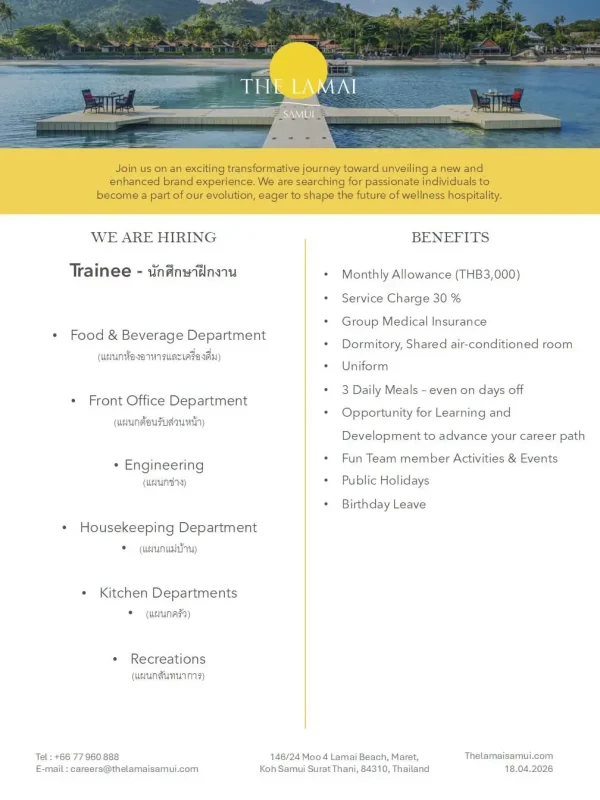 Internship The Lamai Samui