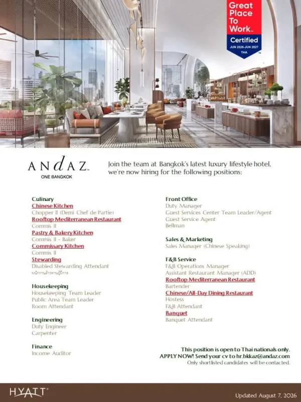 Various Position Andaz Bkk