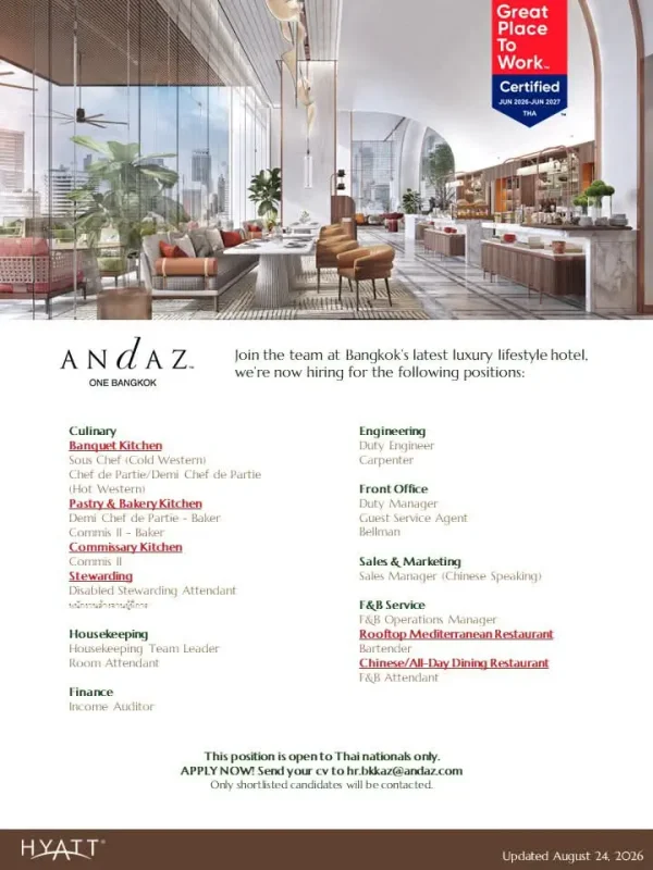 Various Position Andaz Bkk