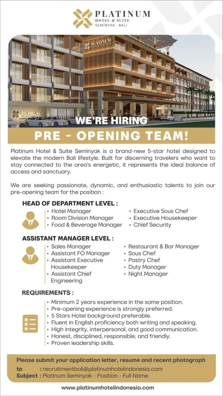 Various Position Platinium Bali
