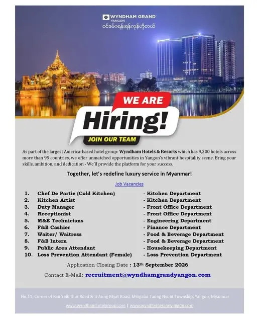 Various Position Wyndham Yangon