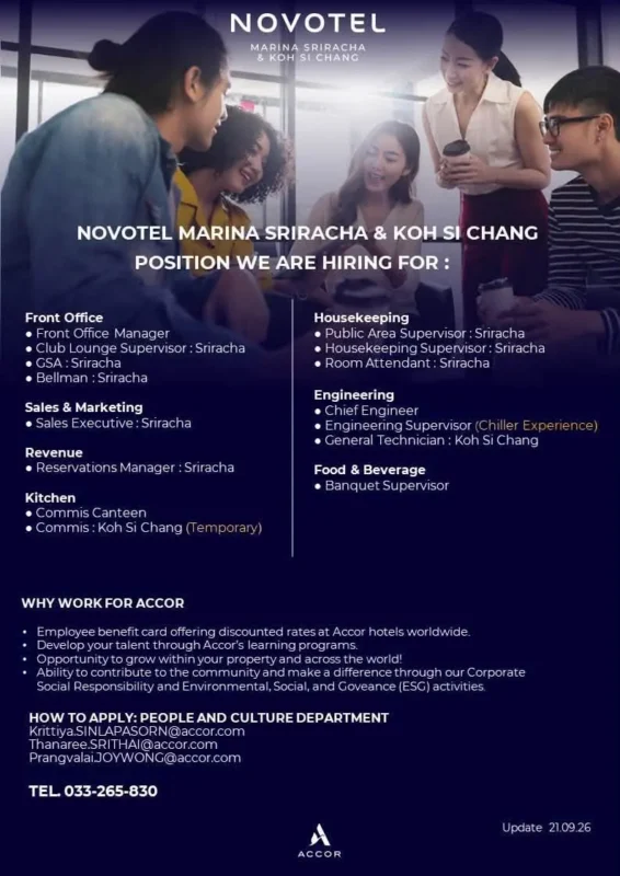 Various Position Novotel Sri Racha