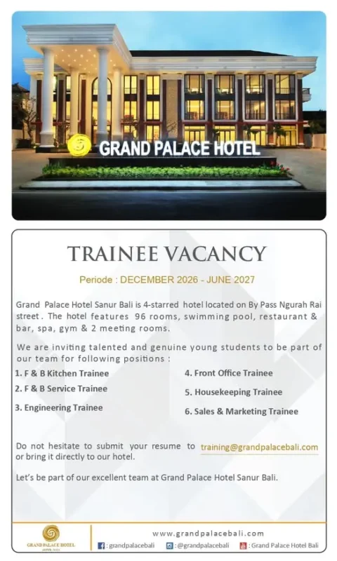 Internship Grand Palace Bali