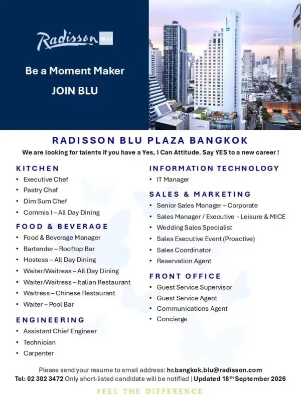 Various Position Radisson BKK