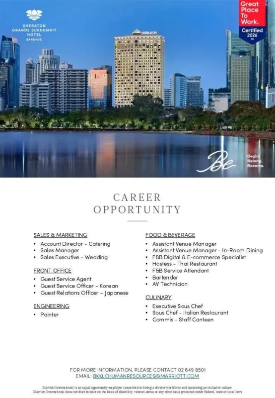 Various Position Sheraton BKK
