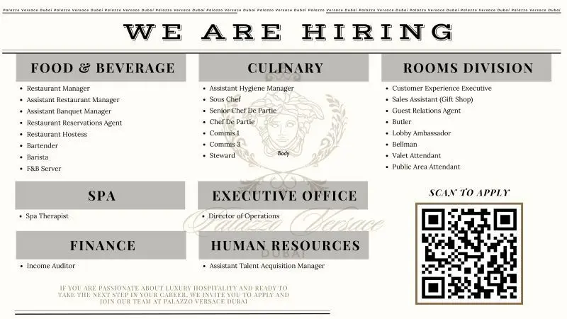 Various Position Versace Dubai