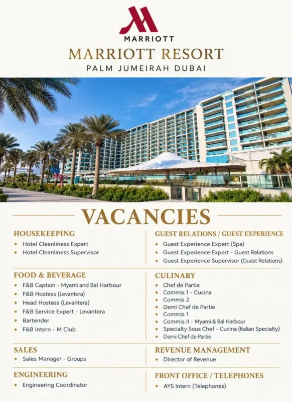 Various Position Marriott Dubai
