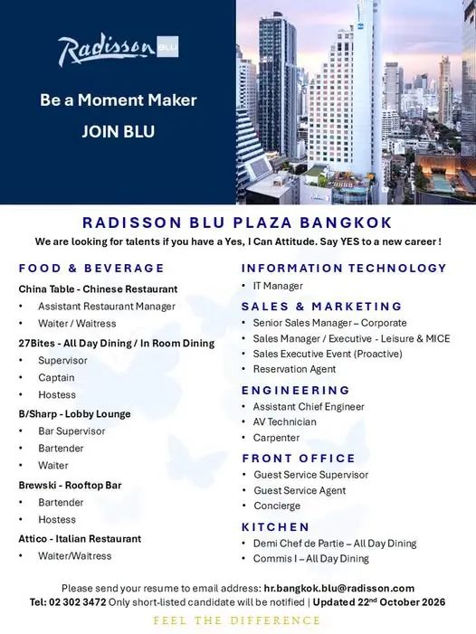Various Position Radisson BKK