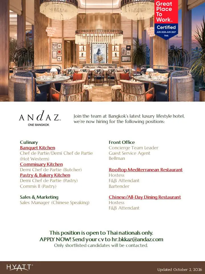 Various Position Andaz Bkk